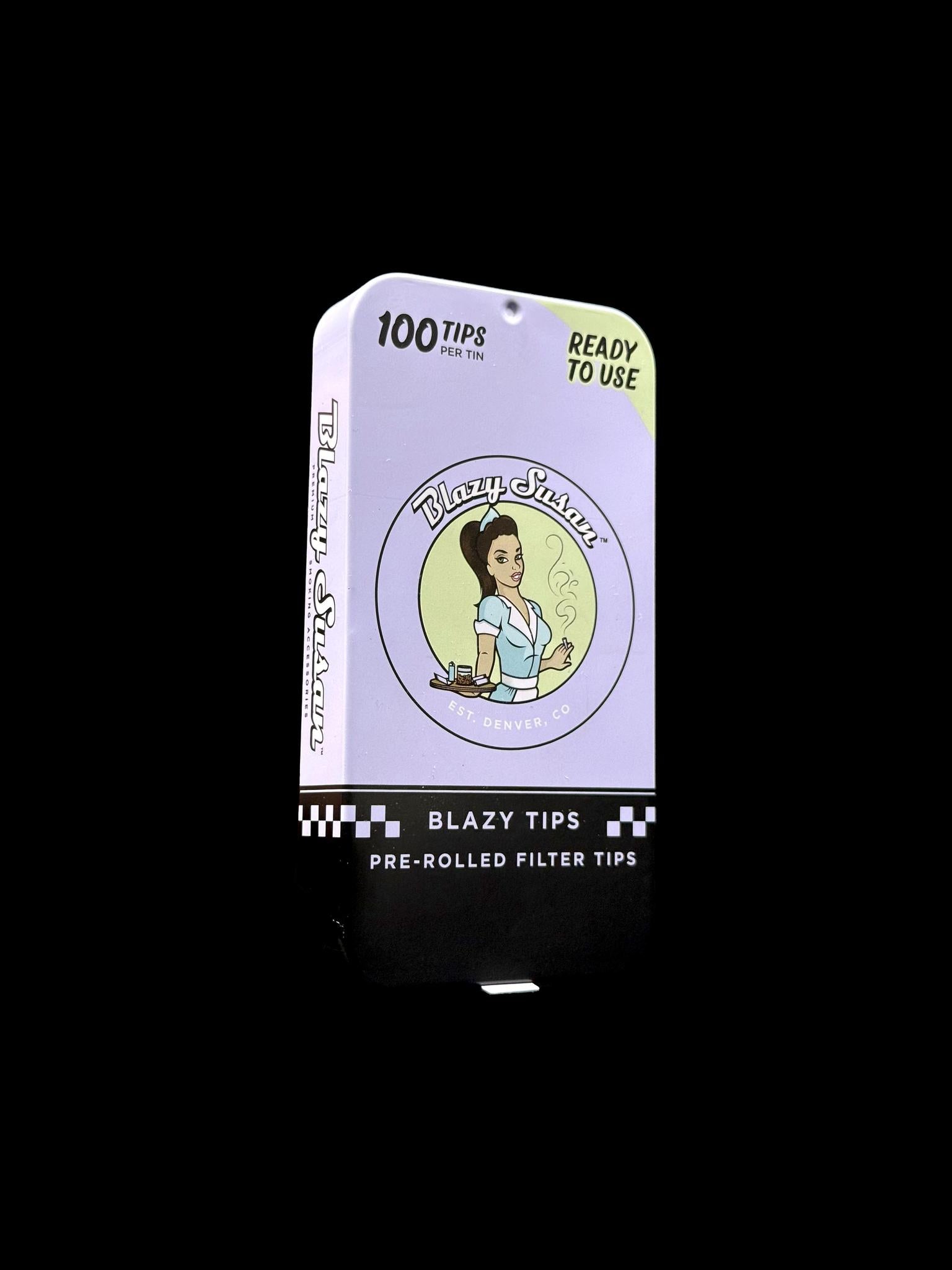 Blazy Susan Tips Purple Tin 100pk