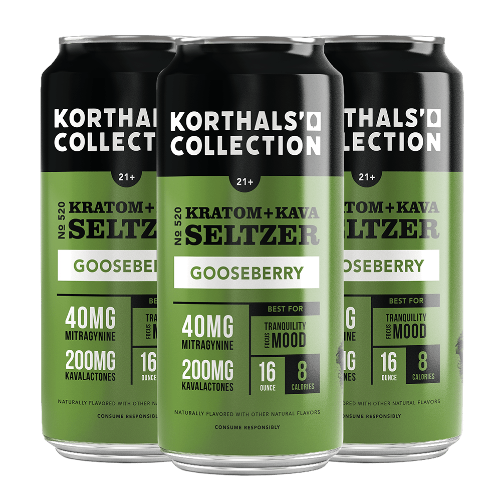 No. 520 Kratom Kava Seltzer - Gooseberry (Limited Edition), 4 Pack