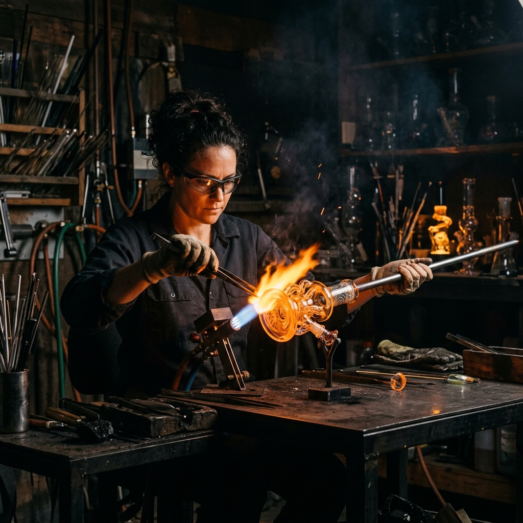 Glass blowing artisan